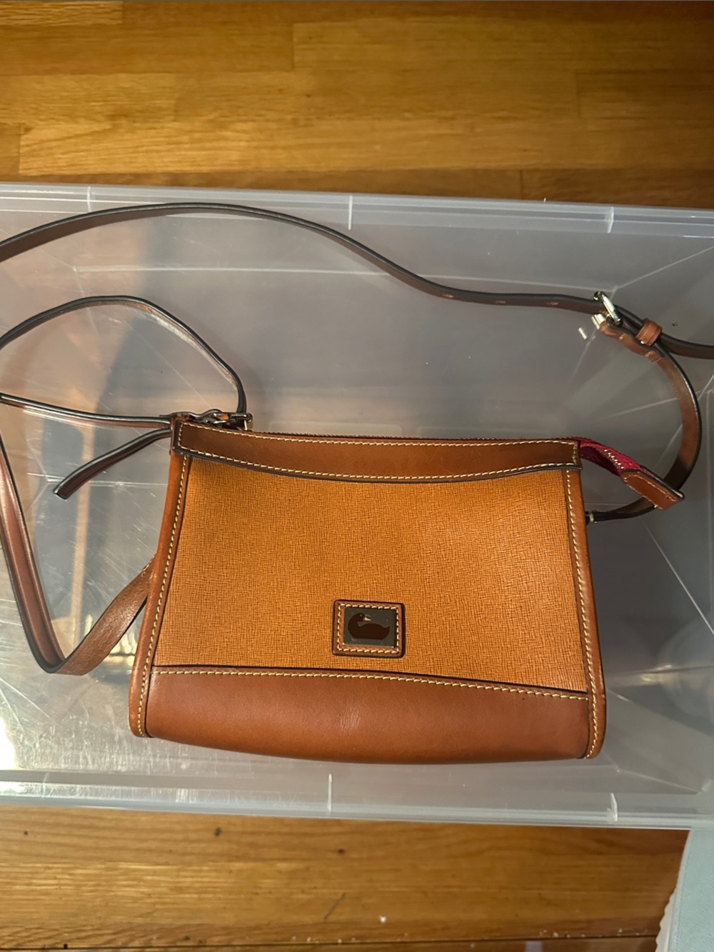 Dooney & Bourke Tan/Brown Leather Crossbody Bag